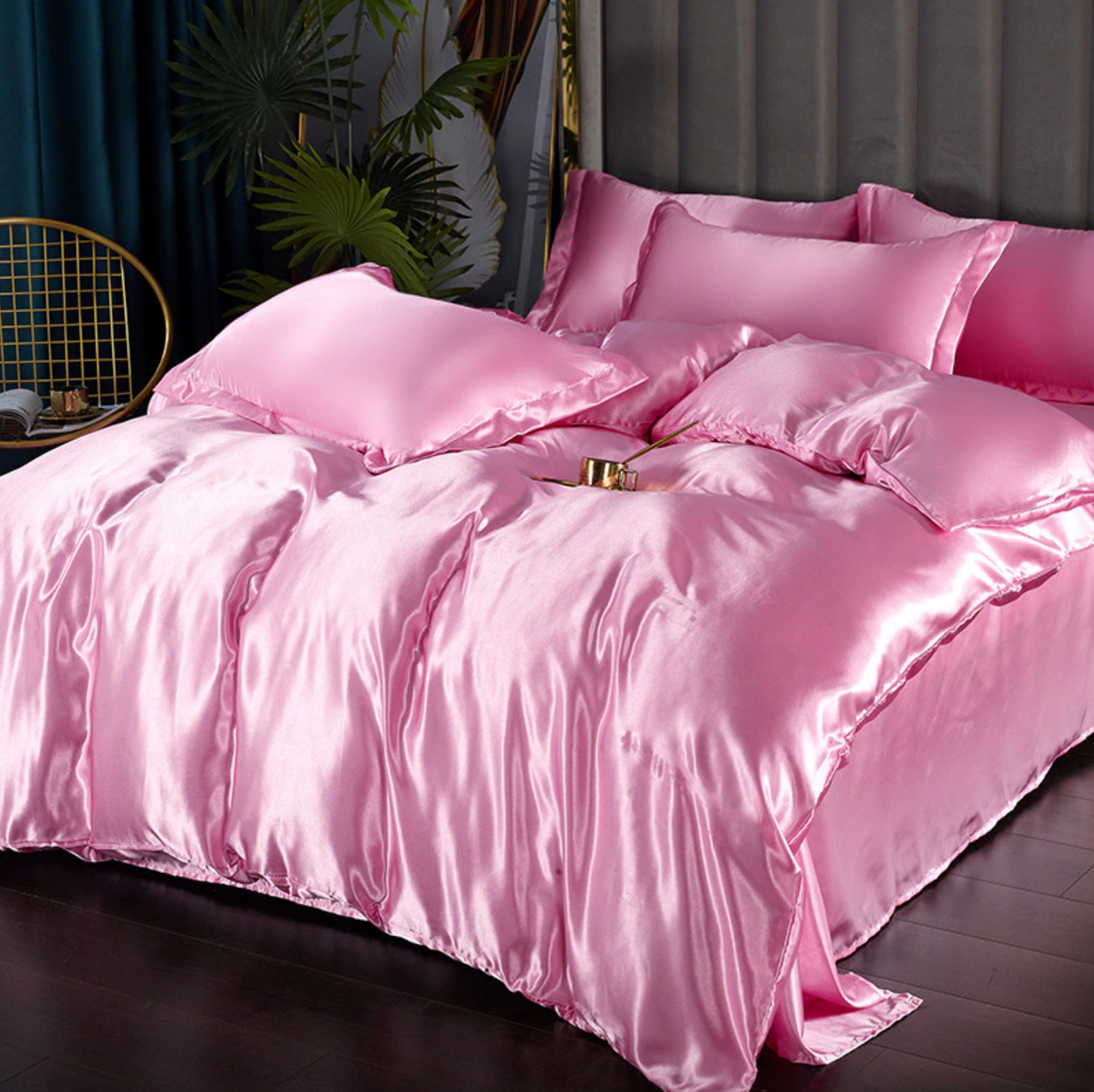 queen - 3 piece silkbliss quilt cover set (pink)